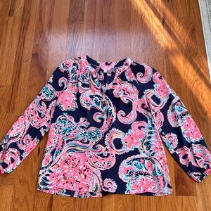 NWOT Lilly Pulitzer Elsa top - Navy and Pink Paisley Blouse